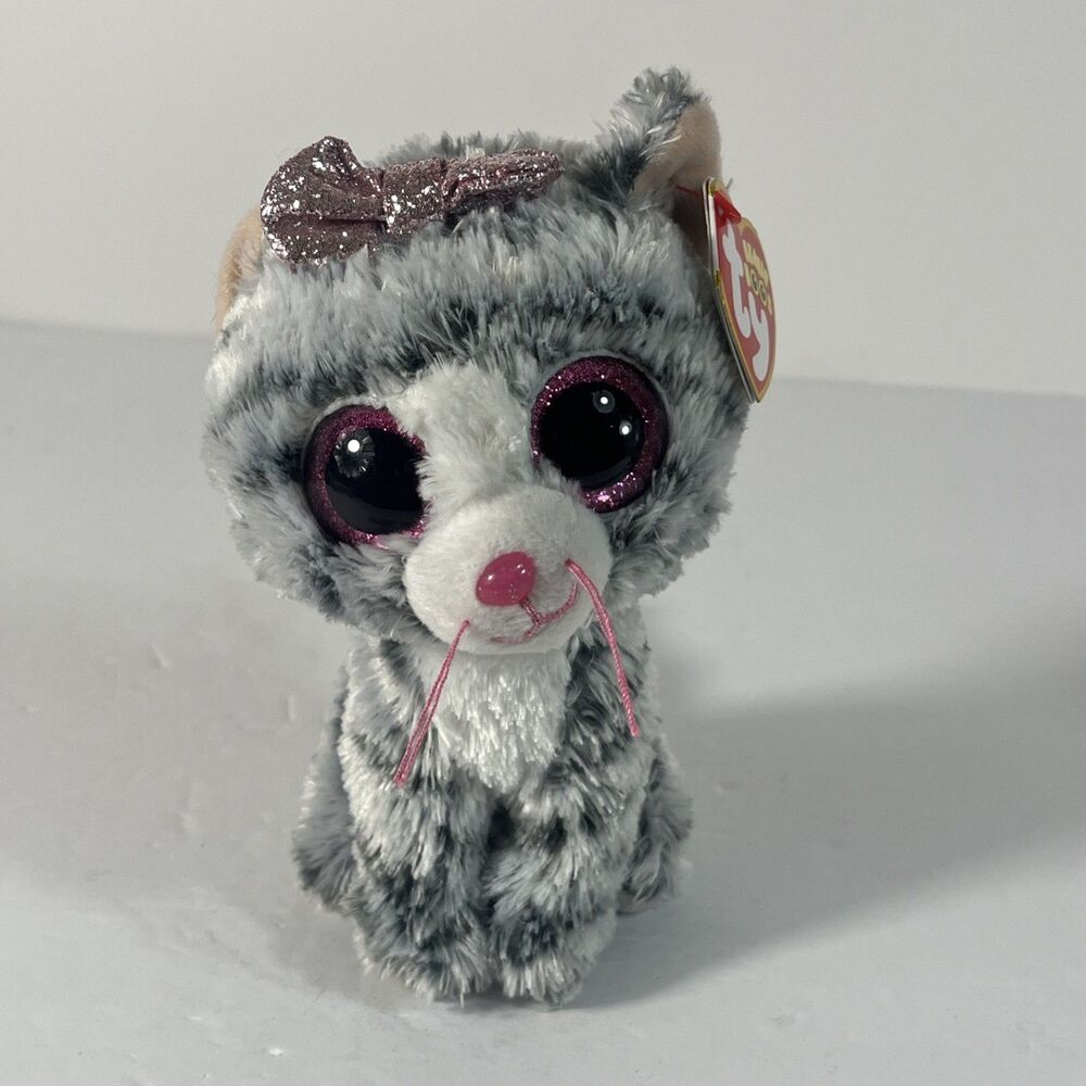 NEW Foil Design! Ty Beanie Boos - KIKI the Grey Striped Tabby Cat 6”